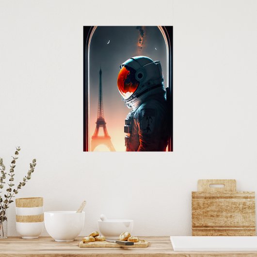 Ein Astronaut in Paris Poster (Küche)