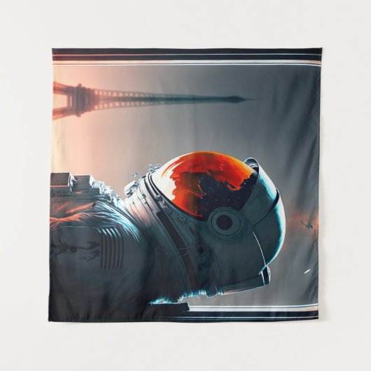 Ein Astronaut in Paris Wandteppich (Vorderseite (Horizontal))