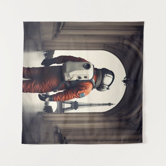 Ein Astronaut in Paris Wandteppich (Vorderseite (Horizontal))