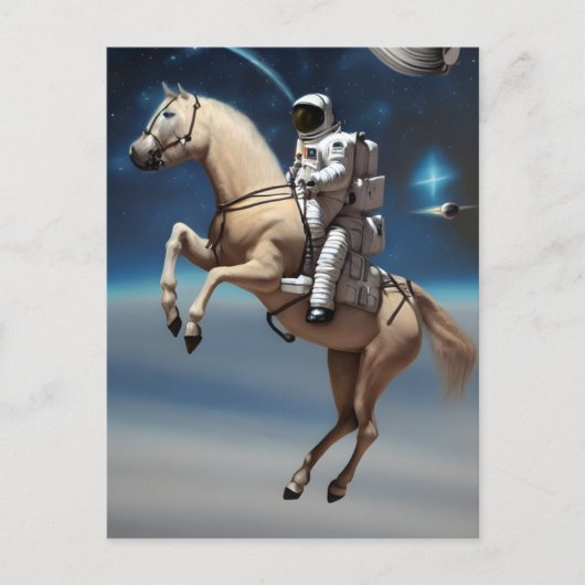 Ein Astronaut reiten im Weltraum Postkarte (Vorderseite)