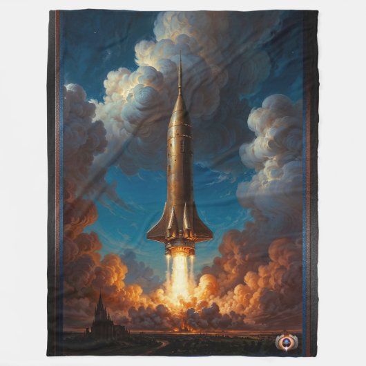 Ein atemberaubender Raketenstart für den Retro-Fus Fleecedecke (Vorderseite)