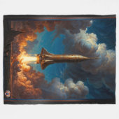 Ein atemberaubender Raketenstart für den Retro-Fus Fleecedecke (Vorderseite (Horizontal))