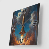 Ein atemberaubender Raketenstart für den Retro-Fus Quadratische Wanduhr (Winkel)
