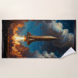 Ein atemberaubender Raketenstart für den Retro-Fus Strandtuch