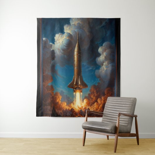 Ein atemberaubender Raketenstart für den Retro-Fus Wandteppich (Beispiel)