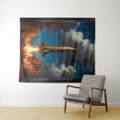 Ein atemberaubender Raketenstart für den Retro-Fus Wandteppich (Beispiel (Horizontal))