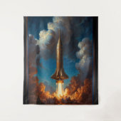 Ein atemberaubender Raketenstart für den Retro-Fus Wandteppich (Vorderseite)