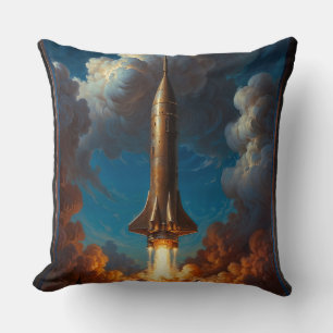 Ein atemberaubender Retro-Fusion-Raketenstart Kissen