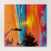 Ein atemberaubender tropischer Sonnenuntergang Puzzle (Horizontal)