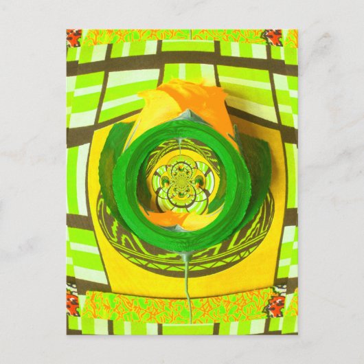 Ein atemberaubendes Gelbes Rose Kaleidoskop Design Postkarte (Vorderseite)
