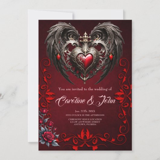 Ein atemberaubendes gotisches Herz Einladung (Vorderseite)