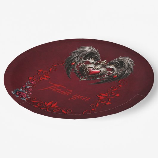 Ein atemberaubendes gotisches Herz Pappteller (Schrägansicht)