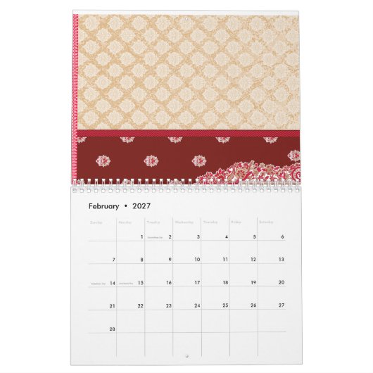 Ein atemberaubendes indisches Hochzeitskleid mit E Kalender (Feb 2027)