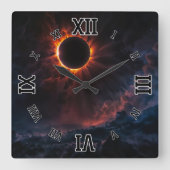 Ein atemberaubendes Sonnenbad Eclipse Kunst von Xz Quadratische Wanduhr (Vorderseite)