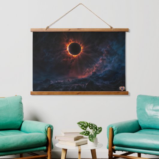 Ein atemberaubendes Sonnenbad Eclipse Kunst von Xz Wandteppich Mit Holzrahmen (Wohnzimmer)