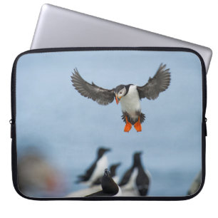 EIN ATLANTISCHES PUFFIN, DAS MIT SEINEM WAND IN LA LAPTOPSCHUTZHÜLLE