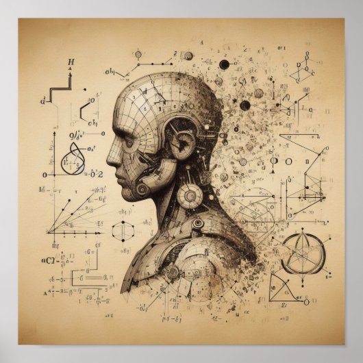 Ein auf einem Datenblatt überlagerter Mensch Poster (Vorne)