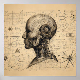 Ein auf einem Datenblatt überlagerter Mensch Poster