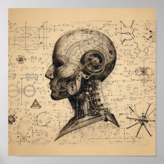 Ein auf einem Datenblatt überlagerter Mensch Poster (Vorne)