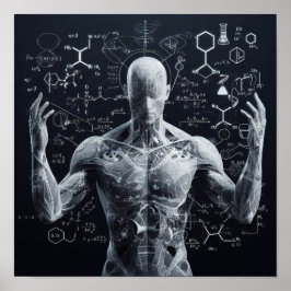 Ein auf einem Datenblatt überlagerter Mensch Poster