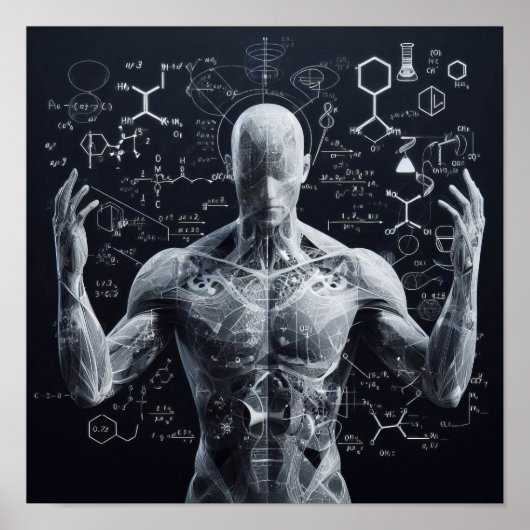 Ein auf einem Datenblatt überlagerter Mensch Poster (Vorne)