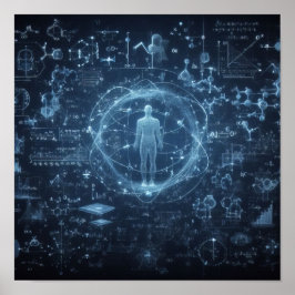 Ein auf einem Datenblatt überlagerter Mensch Poster