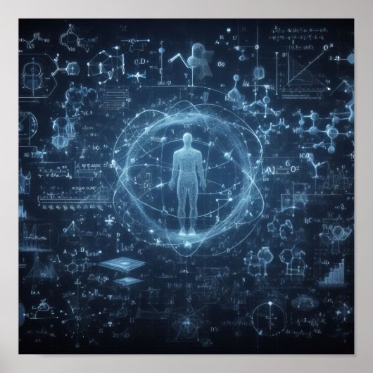 Ein auf einem Datenblatt überlagerter Mensch Poster (Vorne)
