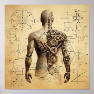 Ein auf einem Datenblatt überlagerter Mensch Poster