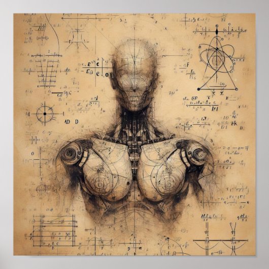 Ein auf einem Datenblatt überlagerter Mensch Poster (Vorne)