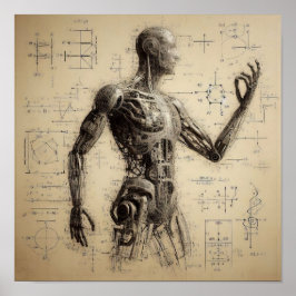 Ein auf einem Datenblatt überlagerter Mensch Poster