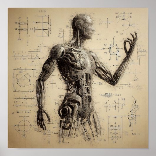 Ein auf einem Datenblatt überlagerter Mensch Poster (Vorne)