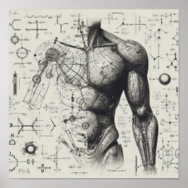 Ein auf einem Datenblatt überlagerter Mensch Poster