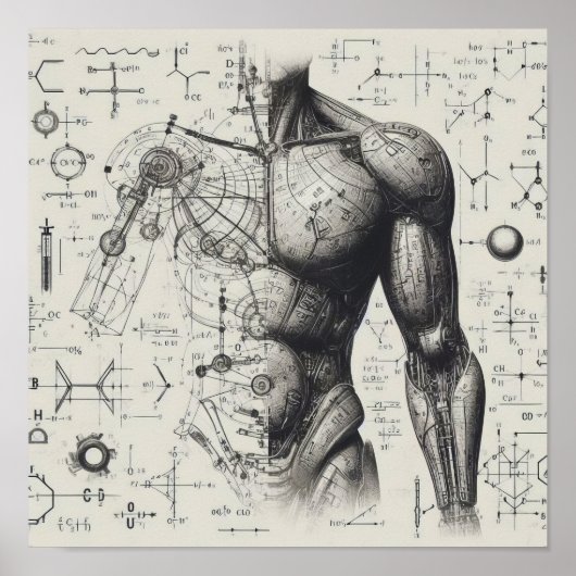 Ein auf einem Datenblatt überlagerter Mensch Poster (Vorne)