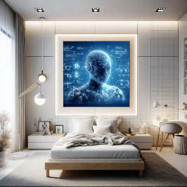 Ein auf einem Datenblatt überlagerter Mensch Poster