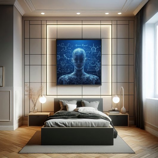 Ein auf einem Datenblatt überlagerter Mensch Poster