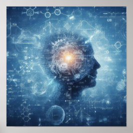 Ein auf einem Datenblatt überlagerter Mensch Poster