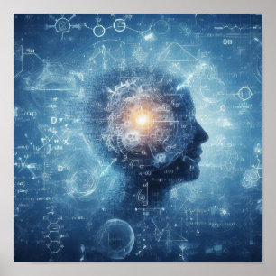 Ein auf einem Datenblatt überlagerter Mensch Poster