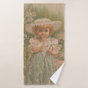 "Ein aufblühendes Ostern" Vintage-Illustration, ca Badhandtuch Set