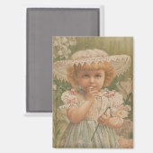 "Ein aufblühendes Ostern" Vintage-Illustration, ca Magnet (Vorderseite/Rückseite)