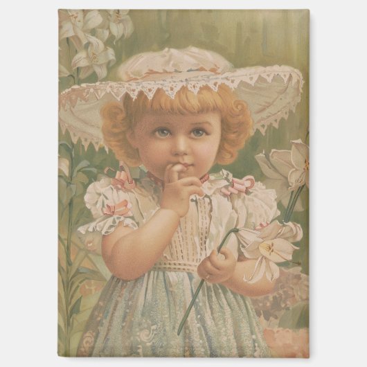 "Ein aufblühendes Ostern" Vintage-Illustration, ca Magnet (Vorderseite)