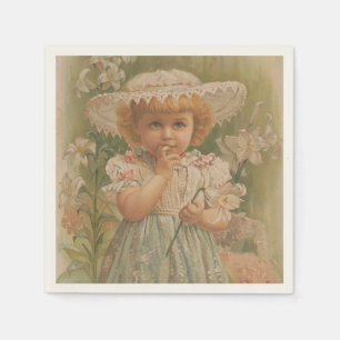 "Ein aufblühendes Ostern" Vintage-Illustration, ca Serviette