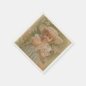 "Ein aufblühendes Ostern" Vintage-Illustration, ca Serviette (Ecke)