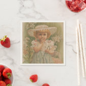 "Ein aufblühendes Ostern" Vintage-Illustration, ca Serviette (Beispiel)