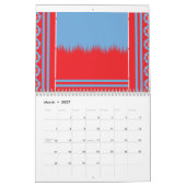 Ein auffallendes Muster in Rot und Blau, elegant e Kalender (Mär 2027)