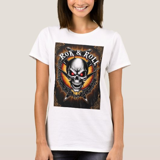 Ein auffallendes "Skull" Rock and Roll Band T-Shirt (Vorderseite)