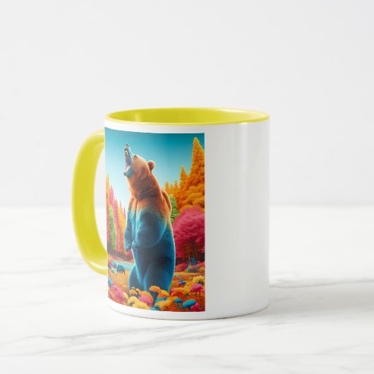 Ein aufgeblasener Bär, der auf seinen Hinterbeinen Tasse (Vorderseite Links)