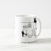 Ein aufgeweckter Mann saß auf der Decke. Funny Kaffeetasse (VorderseiteRechts)