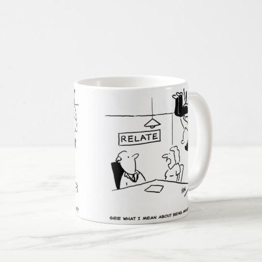 Ein aufgeweckter Mann saß auf der Decke. Funny Kaffeetasse (VorderseiteRechts)