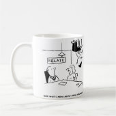 Ein aufgeweckter Mann saß auf der Decke. Funny Kaffeetasse (Links)