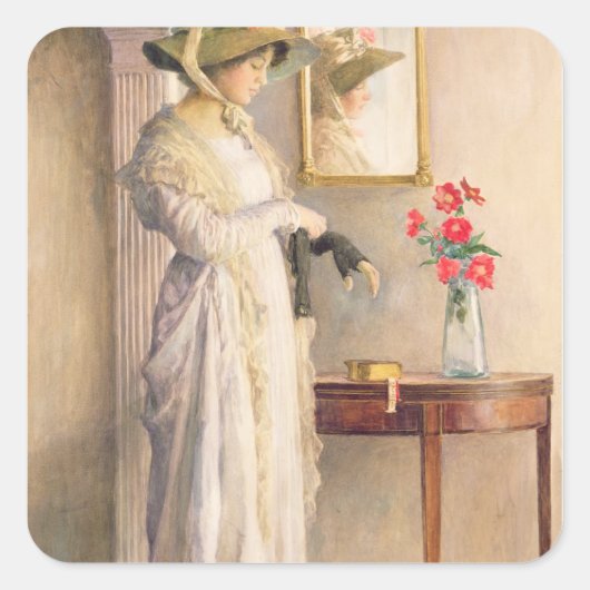 Ein Augenblick der Reflexion, 1909 Quadratischer Aufkleber (Vorderseite)